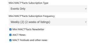 Screenshot of newsletter subscription options